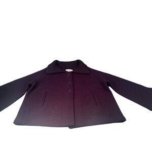 Linda Lucia Wool Short Coat Womens Cape Shawl Collar Jacket Long Sleeve